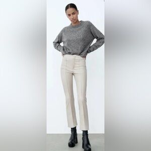 NWT Zara Faux Leather Cropped Flare Pants- size XS